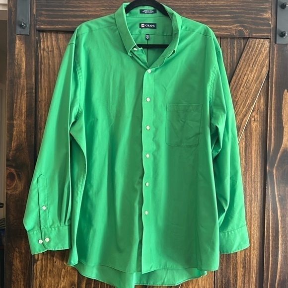 CHAPS Men’s 18-18 1/2 Green button down - Picture 3 of 13